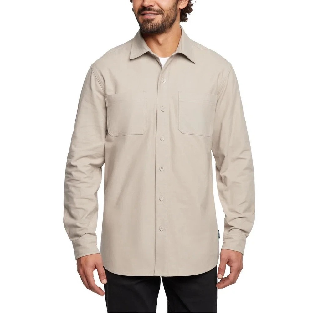 WOOLRICH Chamois Men Size XXL: Tan 100% Soft Cotton Long Sleeve Shirt NWT - Picture 1 of 8